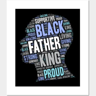 Black Man Father's Day Words in Afro Posters and Art